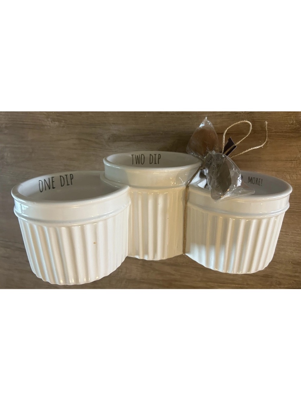 Pfaltzgraff Dip Bowls w/ Spreader White "One Dip, Two Dip, Three Dip...More" NEW - Picture 3 of 8